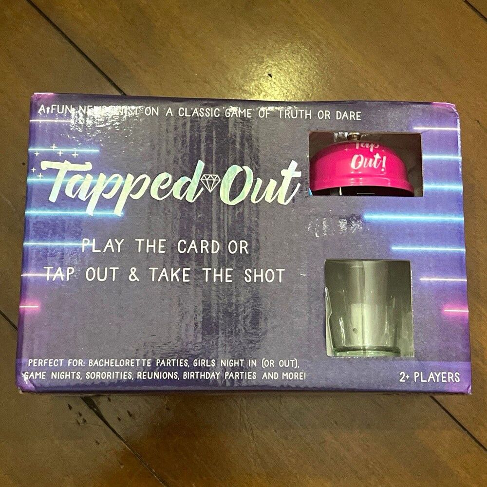 Tapped Out Adult Party Drinking Game Truth or Dare Shot Glass Bell 100 Cards NIB
